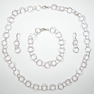 Sterling Silver Circular 3-Piece Necklace Set